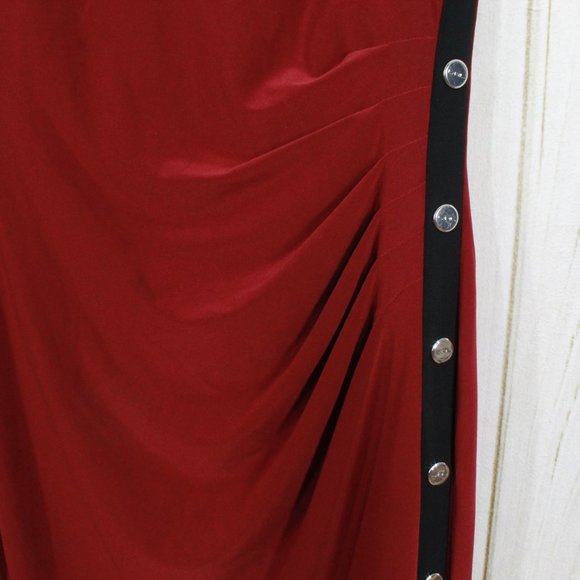 Ralph Lauren Red Sleeveless Snap Detailed Ruched Slimming Sheath Dress Size 4 - Picture 5 of 13